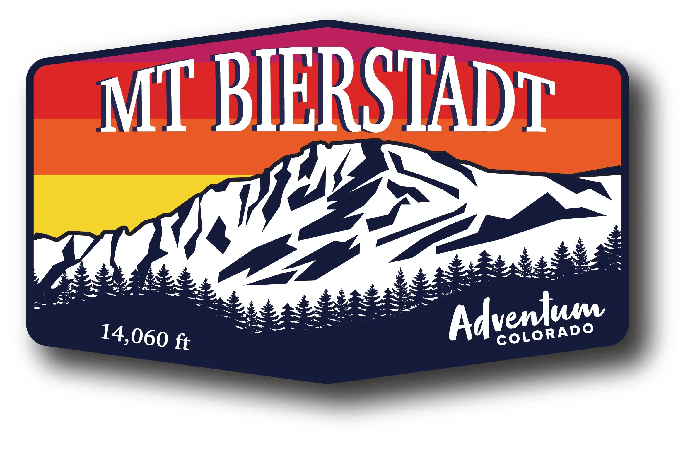 Mt Bierdstadt HexSticker PinkSky DShadow